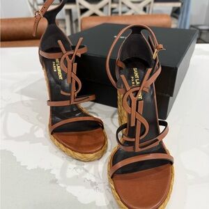 Saint Laurent Tan Strappy Heels
